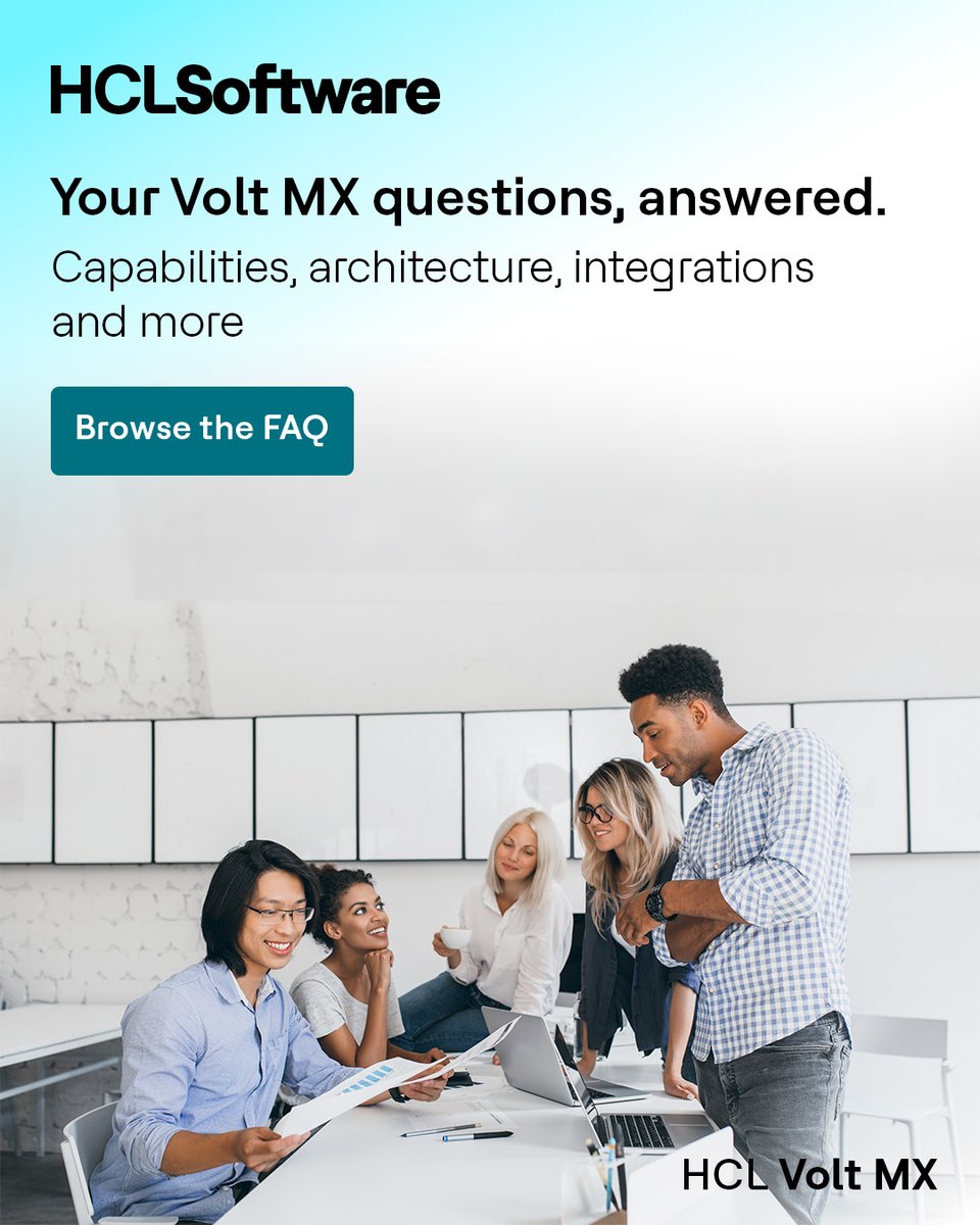 HCLDigital's tweet photo. Which integrations are supported? How does the architecture hold up at scale?

The new HCL Volt MX FAQ answers both, and everything else teams ask before they build.

Browse the FAQ: https://t.co/Msx9m3vy2V

#HCLVoltMX #EnterpriseApps #HCLSoftware https://t.co/GYGhzUHmDH