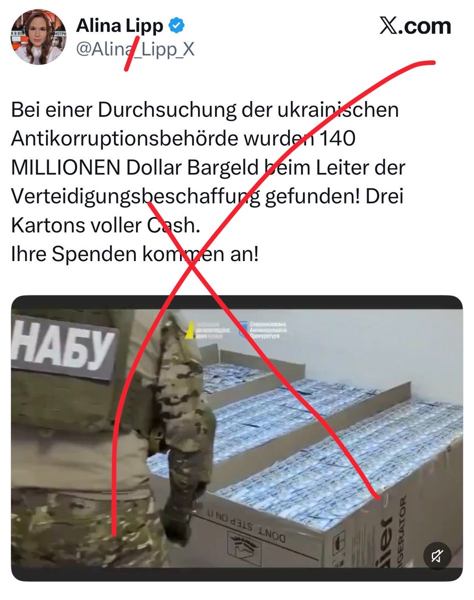 JulianRoepcke's tweet photo. Es handelt sich um ein Falschmeldung, basierend auf der russischen Imitation einer ukrainischen Nachrichtenseite und eines mit KI erstellten Videos. https://t.co/jz3HJ3FJsp