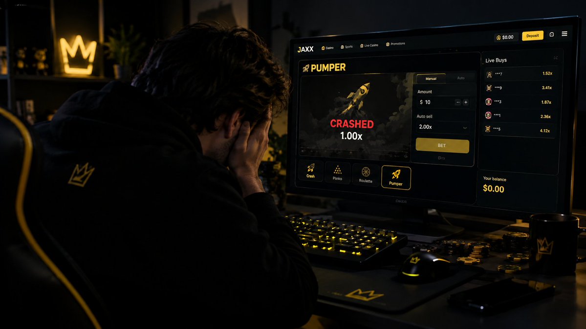 JaxxBet's tweet photo. I only came here to play a little tonight.

Now:

* No money.
* No luck.
* Still learned nothing.

See you tomorrow. 💀🎰

#crash #jaxx #casino #gambling https://t.co/RxpgnfwOoU
