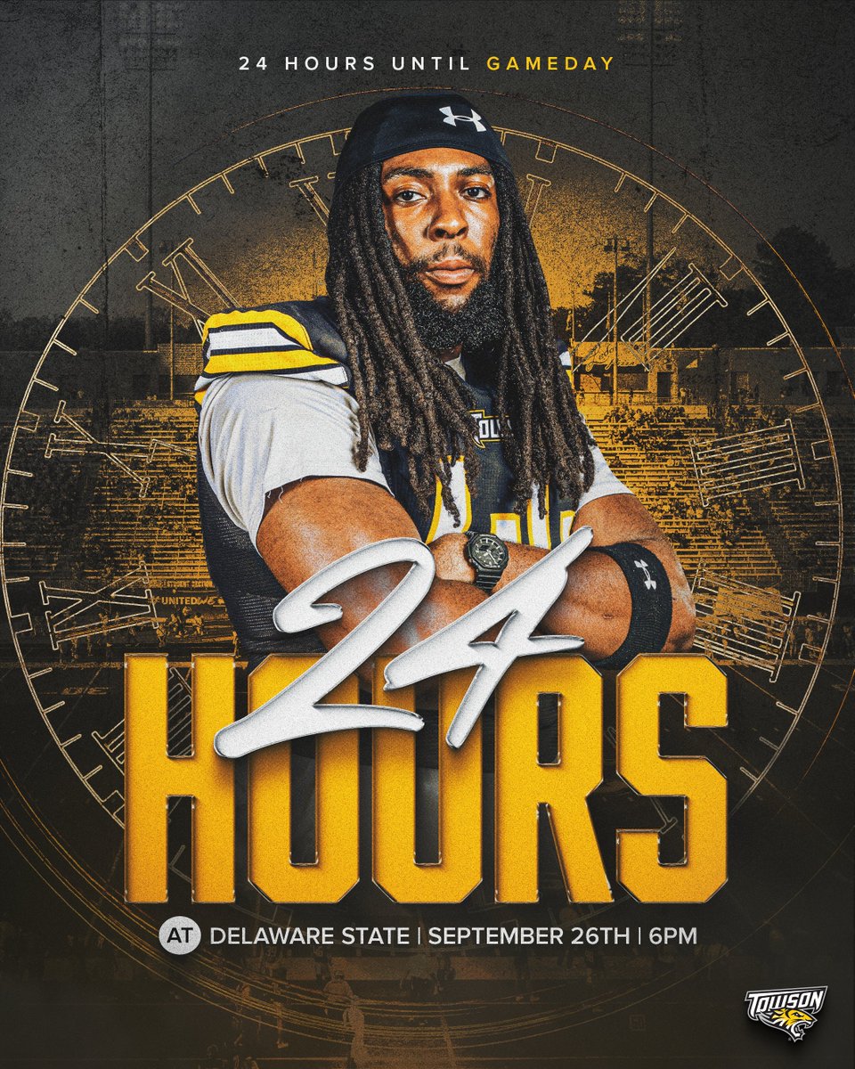 Towson_FB's tweet photo. 24 hours.
#GohTigers | #ARETE https://t.co/dx7rLu9z7u