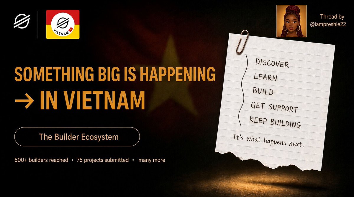 iampreshie22's tweet photo. When I first saw that @VN_Stellar helped 11 Vietnamese teams secure $75K in just 3 months, I thought I already understood the story: Funding.

Builders find an ecosystem, build something, win support, and move on. That's a pretty standard Web3 playbook.

But the more I looked into what Stellar Vietnam has actually been doing this year, the less that explanation made sense.

Because the interesting part wasn't just the $75K, it was what happened around it.

⦿ 70+ builder teams

⦿ 150+ Vietnamese builders

⦿ Workshops and technical mentoring

⦿ University activations

⦿ Projects tackling payments, DeFi, RWAs, local finance and consumer applications.

And then I found something that made me stop scrolling: @StellarOrg  had become part of an accredited university curriculum in Vietnam.

Not another meetup but an actual curriculum, with students learning the fundamentals and eventually building a real financial application on Stellar Testnet.

That changed the way I was looking at the whole ecosystem.
so I went back to the beginning, because I wanted to understand one thing:

What exactly is Stellar Vietnam building here?

Here is the story🔻