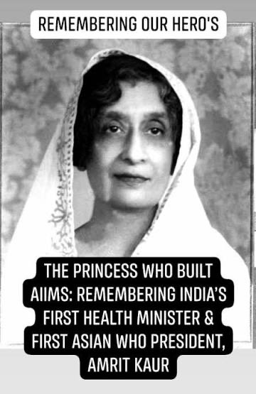 mini_razdan10's tweet photo. Let one more truth destroy a myth…

We grew up hearing that Nehru created AIIMS. Even today, Congress spokespersons frequently claim credit for it in TV debates and on social media.

But do we remember the woman who actually drove this vision forward?

Do you recognize this  👇remarkable lady?

Rajkumari Amrit Kaur …,, princess of the Kapurthala royal family and independent India’s first Health Minister.

The story of AIIMS cannot be told without acknowledging her extraordinary contribution.

As Health Minister, Amrit Kaur championed the idea of creating a world-class institution for postgraduate medical education and research in India. She personally worked to mobilize international support and resources for the project.

The proposal was supported by the recommendations of the 1946 Bhore Committee, 

Amrita brought the proposal of AIIMS to Nehru ….a man without vision found it impossible.   Gandhi was determined to give 55 crore rupees to Pakistan when this project itself needed crores of rupees to become  a reality.   

Imagine the priorities of Nehru government…. Giving away 1.6 million U.S. dollars to Pakistan when our health minister Rajkumari Amrit Kaur was left to  arrange money from abroad as donations.  

Amrit Kaur was determined to make it happen.   As we say that charity begins at home …. She donated her huge Shimla property for the cause.  The Government of New Zealand provided a million dollar generous grant under the Colombo Plan, which helped make the foundation of AIIMS possible in 1952. AIIMS itself was formally established in 1956 through an Act of Parliament. 

And there is documentary evidence of Amrit Kaur’s personal role: she eloquently spoke and introduced the AIIMS Bill in Parliament in February 1956. 

She was not merely a name attached to the project. She was the Health Minister who pushed the vision through government and Parliament.  

Her contribution to public health went far beyond AIIMS. She helped build institutions and initiatives in areas including child welfare and tuberculosis control, and she became the first woman to preside over the World Health Assembly in 1950. WHO’s own historical records identify her as President of the Third World Health Assembly. 

So perhaps the more accurate history is this:

AIIMS was not the creation of Nehru It was the product of Rajkumari Amrit Kaur ,s larger vision who was the most important champion and driving forces.

She deserves to be remembered for her contribution.

History should give credit where credit is due.

Moral of the Story … AIIMS is Amrita Kaur’s legacy..  but Habitual Credit चोर Congress  has glued the “Made By Nehru “ sticker on it… and shamelessly have been repeating the lies …Non-Stop.  

Let’s spread the word and Stop this Lie/Myth FOREVER. 🙏🙏
