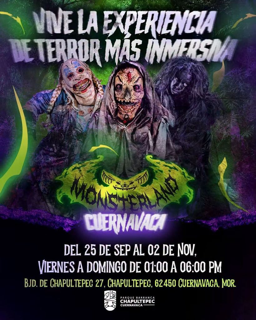 Multimagen_Info's tweet photo. 👻 ¿TE ATREVES A ENTRAR A MONSTERLAND? Si buscas un plan diferente y te gusta el terror, prepárate para una experiencia que promete hacerte gritar, correr… ¡y reír de los nervios! MONSTERLAND CUERNAVACA en Parque Barranca Chapultepec con una experiencia de terror inmersiva https://t.co/JpmWEKDQXk