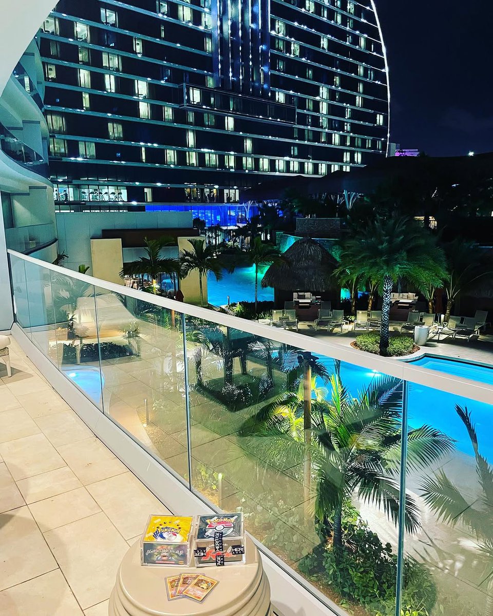 RogerCaneda's tweet photo. That's a Hard Rock balcony in 2021, covered in sealed vintage Pokemon boxes.

That year we ripped almost every vintage box out there live on Whatnot, out of my own shop, World Card Traders.

Since then I've worked almost every major show and closed some monster deals. The vault's open. More coming.