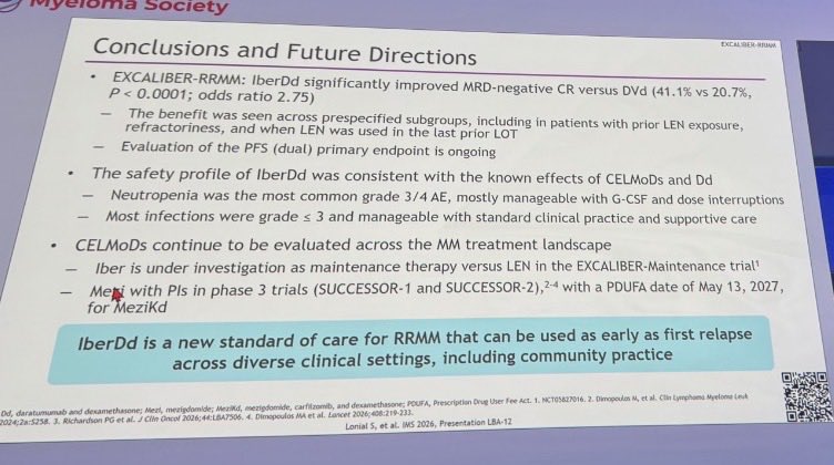 Mohamad Mohty (@Mohty_EBMT) — #IMS26 — EXCALIBER-RRMM data slide