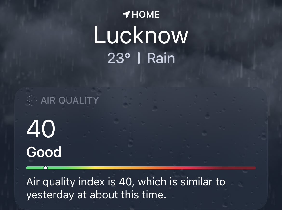 alyasa's tweet photo. First in my bloodline to witness Lucknow having better AQI than Osaka and Bangalore. 😭 https://t.co/D7QViZWPyi