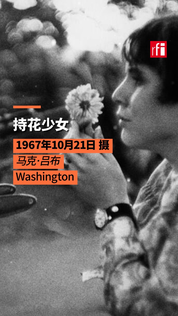 RFI_Cn's tweet photo. 📸📸照片诞生200周年系列 【今日照片】：一朵无视刺刀的菊花 🌼
美国华盛顿，1967年10月。超过10万名和平主义者游行，要求结束越南战争。这是美国不再想要的战争的公民不服从运动的巅峰之作。17岁的简·罗斯·卡斯米尔，如同一朵面对刺刀的菊花：抵抗是有面孔的。
2026年，法国将庆祝历史上第一张已知永久照片诞生200周年，这张照片由尼塞福尔·尼埃普斯拍摄。为纪念摄影术诞生200周年，法国国际广播电台（RFI）推出“世界焦点”（Objectifs Monde）系列节目。该系列节目精选了18张由RFI各新闻编辑室挑选的标志性照片，探讨图像在理解当今世界中所扮演的角色。这张照片由RFI越南语新闻编辑室挑选。#photo200 #photographie