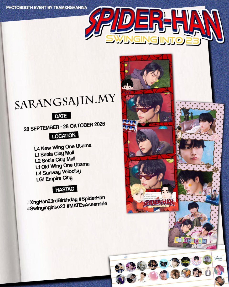 xnghanloveclub's tweet photo. ๐ธ๐ฌ, ๐น๐ญ, ๐ฆ๐บ & ๐ฒ๐พ LOCATIONS
Donโt forget to tag @teamseunghanina ๐
#XngHan23rdBirthday #SpiderHan #SwingingInto23 #MATEsAssemble https://t.co/0mJibrGZkN