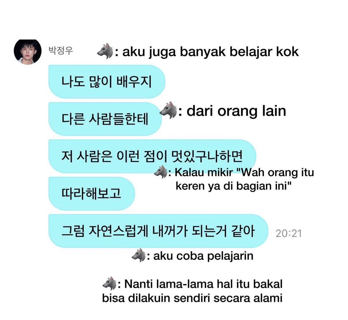 prettyjaehyukk's tweet photo. Lagi burn out karna hidup masih gini2 aja, belum dapet kerja juga. Suka ngerasa ketinggalan sama yang lain, Terus jeongwoo bilang begini, Makasih ya, Woo :( Makasih udah ngasih semangat  dan afirmasi positif di saat aku lagi butuh banget denger hal hal kayak gini.. https://t.co/cvHst1I1ri