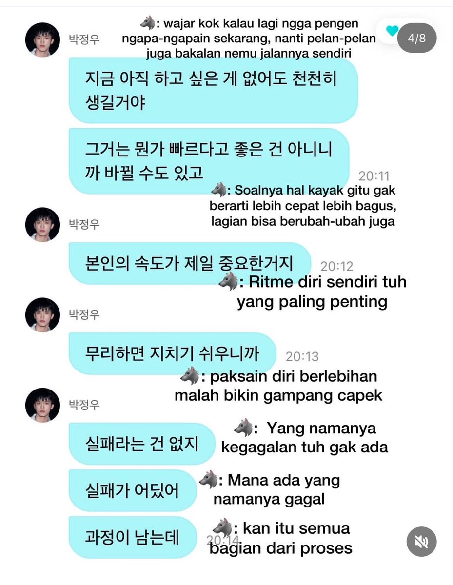 prettyjaehyukk's tweet photo. Lagi burn out karna hidup masih gini2 aja, belum dapet kerja juga. Suka ngerasa ketinggalan sama yang lain, Terus jeongwoo bilang begini, Makasih ya, Woo :( Makasih udah ngasih semangat  dan afirmasi positif di saat aku lagi butuh banget denger hal hal kayak gini.. https://t.co/cvHst1I1ri