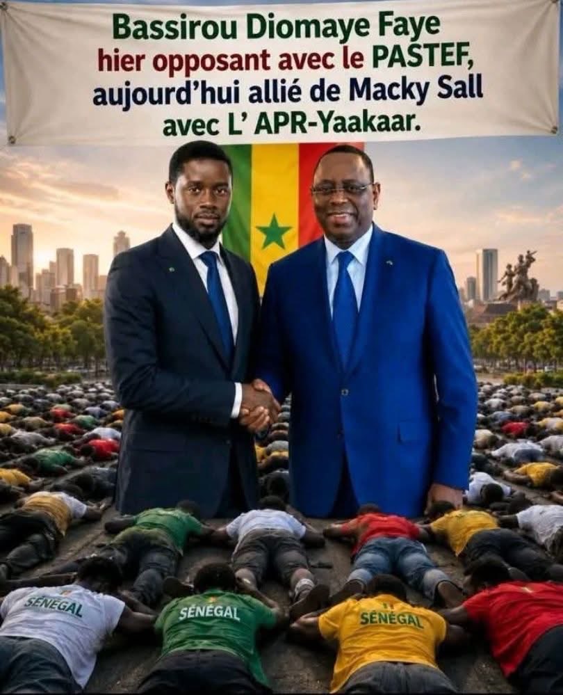 FarafinaW's tweet photo. Hier, main dans la main avec le Pastef et Sonko, vous combattiez @Macky_Sall et son système au nom d’un Sénégal meilleur. Beaucoup des nôtres sont tombés dans le sang, avec l’espoir d’une vraie rupture.
Aujourd’hui, vous voilà main dans la main avec celui d’hier.
@PR_Diomaye ❓ https://t.co/ERTRCX8Bav
