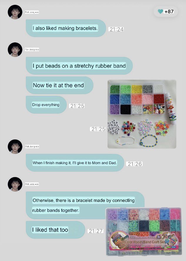 lutowz's tweet photo. little jeongwoo loved making bracelets and giving them to his parents 😭😭 https://t.co/L4RxaCXFjP