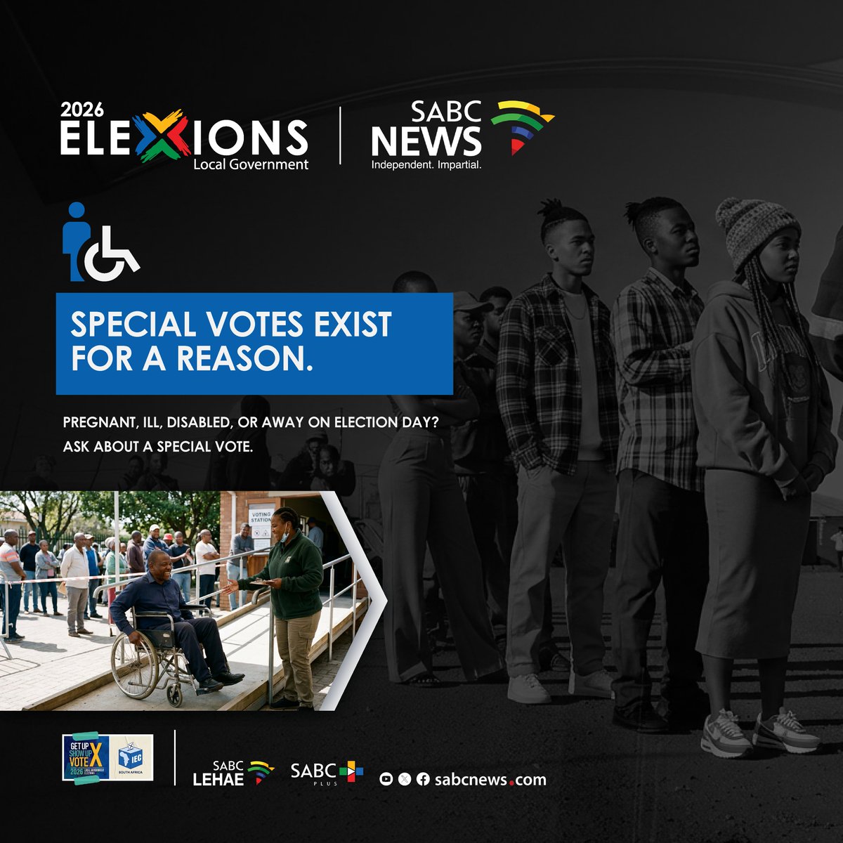 SABCNews's tweet photo. Special Vote applications are open! 🗳️

Registered voters who cannot be at their voting station on 4 November may apply for a Special Vote to cast their ballot ahead of election day.

Applications close on 12 October.