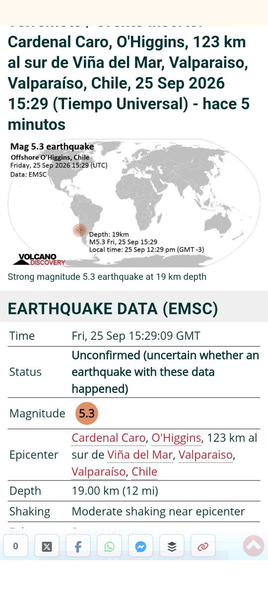 malenahermosill's tweet photo. CHILE fuerte sismo golpeeo  vsantoago un 5.3 ;  5.7 en la escala de momento a una profundidad superficial  de 19km . https://t.co/WDrvQRD3hI