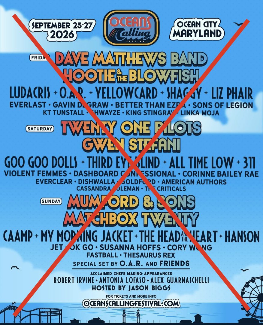consequence's tweet photo. All three days of Oceans Calling Festival 2026 have been canceled due to the impending nor'easter expected to impact the region this weekend. https://t.co/ppAtL3RKFw