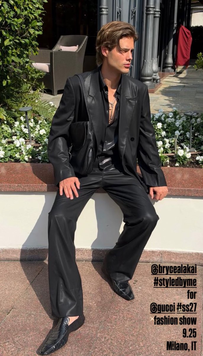 rottw3iler's tweet photo. Bryce Alakai in Gucci’s Primavera Collection Fall/Winter 2026 styled by Chris Campbell for Gucci ss27 https://t.co/M0iuqfDE4P