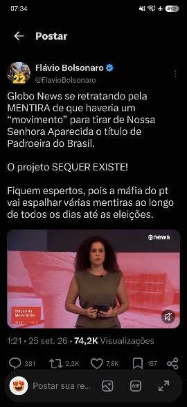 Marcos198996281's tweet photo. @leloira @naovouescrever2 Fake news , ja podem contar a nova mentira https://t.co/FXZEio8Csd