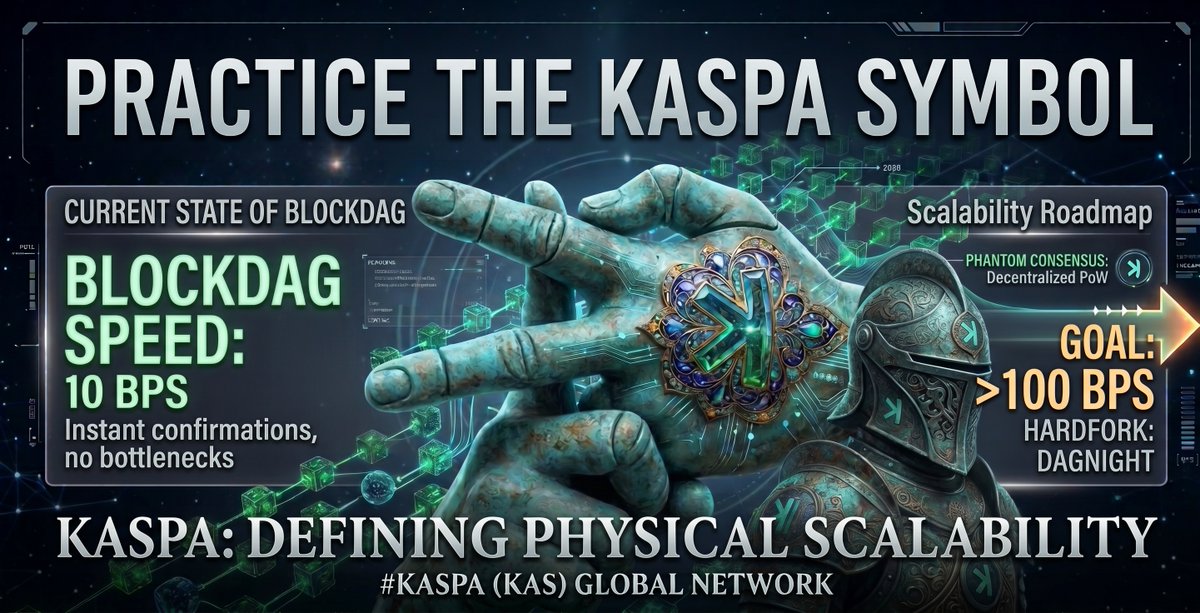 antgga29's tweet photo. True breakthroughs are only obvious in hindsight. Kaspa (kaspa:native) solved the trilemma: pure PoW scalability. 10 BPS today, heading past 100 BPS with DAGKNIGHT. Understand it before it's everywhere. Practice the symbol. ๐ค #Kaspa #KAS #BlockDAG https://t.co/cKLhnhSQBW