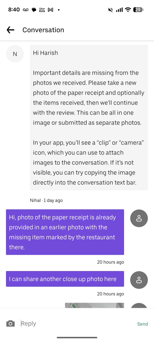 bharish94's tweet photo. @UberEats @Uber @Uber @UberEats  @Uber_Support 

This happened again and as usual customer service is deliberately providing some boilerplate message but doesn't act upon concern. Everything is provided with photo evidence, still no help. https://t.co/aRjGxDMODX