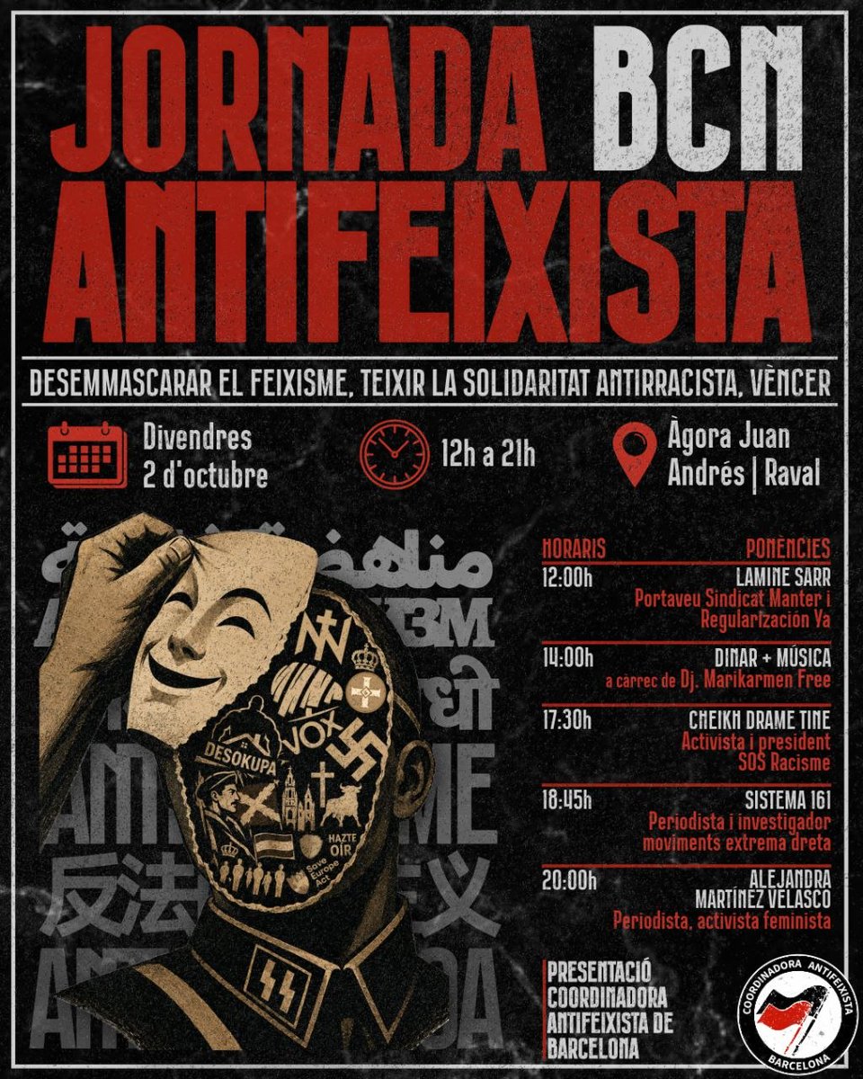 Sistema_161's tweet photo. ❗️El próximo 2 de octubre se participará como Sistema 161 en la presentación de la Coordinadora #Antifascista de Barcelona. Ciudad donde nació Desokupa, así que toca hablar de la desokupación y el fascismo. https://t.co/8poiq0s1P7