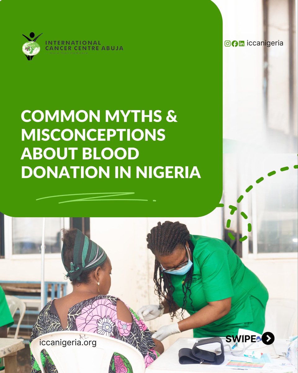 _iccanigeria's tweet photo. Blood donation can save lives, but there are still many things people believe about donating blood that simply aren’t true.

Swipe through as we clear up some common myths and misconceptions about blood donation in Nigeria. 
#ICCA #ICCANigeria #BloodDonation #BloodDonationNigeria https://t.co/LFF17bpKbI
