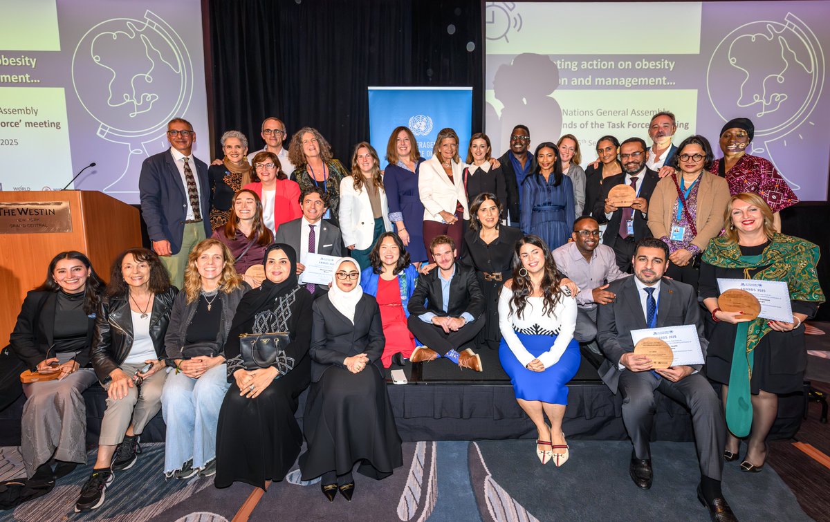 ObesityMatters's tweet photo. One year ago today, Obesity Matters received a 2025 UN Interagency Task Force on NCDs Award for our contributions toward the prevention, care and treatment of obesity. 

Grateful to our colleagues at @UN and @WHO for recognizing this work. https://t.co/L6eAGXAHoG