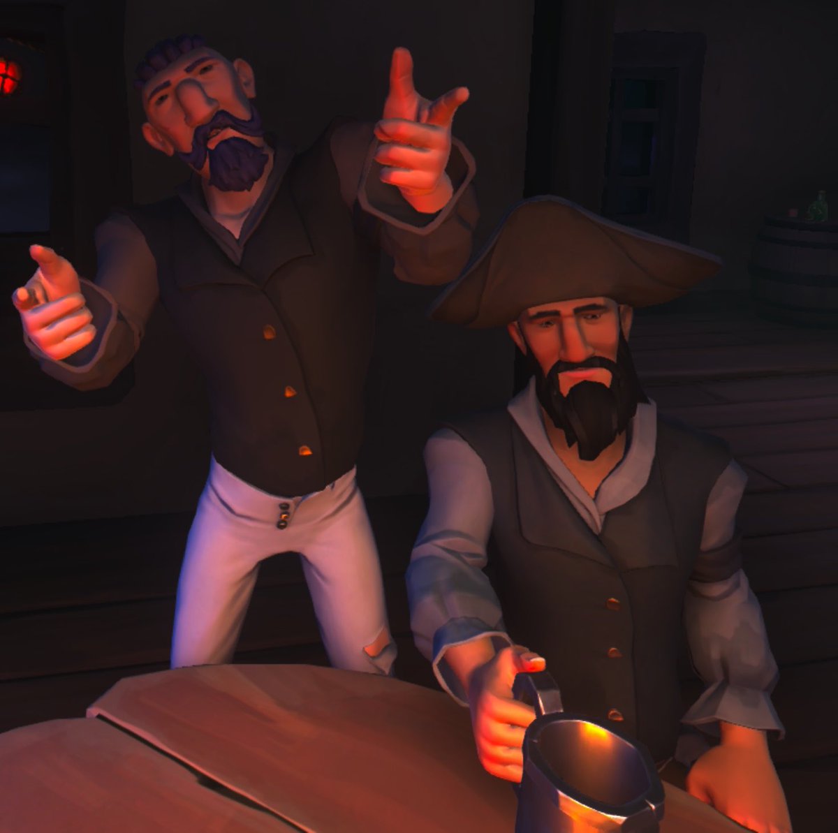 SeaOfTrunkerz's tweet photo. Look! Another @SeaOfThieves
NPC only reskin of a player cosmetic that would be rad if players had access to them too:
-The dark blue vest with light blue sleeve variant of the (new to players) Courteous Knave Shirt
#SeaOfThieves
#StyleOfThieves https://t.co/8o6X8gGoUz