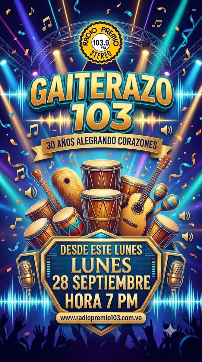 RadioPremio's tweet photo. Iniciamos este lunes 28 septiembre la temporada 30 de Gaiterazo 103, el programa de fin de año en Socopò y toda Barinas, con Josè Luis Moreno y Rodolfo Niño de lunes a viernes 7 de la noche
https://t.co/k7EbeD50xs https://t.co/EQWZOdDQW1