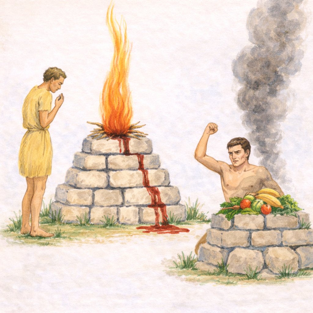AgroNationalism's tweet photo. Jews are raised from birth to view farming as slave work and look down on farmers as inferior people. it is quite explicitly the foundation of their belief system that God favors nomadic pastoralists over sedentary farmers

Rather than being a cautionary tragic tale about remaining faithful to God despite life's challenges, the story of cain and able is instead clearly the first polemic against industrial monoculture: a post bronze age commentary on what kind of food system the semetic race should standardize on

One can almost hear the hill-dwelling Israelite authors slam dunking on the shattered(by Europeans) Mesopotamian grain empire: " we TOLD you to stick with sheep, we TOLD you G*d favors our way of life and not your wicked, child-sacrificing tower of babel (ziggurat) worshipping urban lifestyle. Your bones are weak, your teeth are rotted, and your walls you built to protect yourself have become your tomb"

And in fact they had a point about that, nomadic pastoralism creates a kind of culture and lifestyle where solid assets are a liability and profits from the sheparding are invested elsewhere

Instead of buying new plows or building barns the money is invested into connections and political influence: where can I graze my sheep in this new town? What politician or king will take a bribe to let me do this? I have goods to sell, who can I pay to make that happen?

A sheparding based economy incentivises keeping money liquid so you can carry it with you from town to town, only natural to buy and sell goods with it 

It lends well to merchantilism, to buying and selling and arbitrage profits that come from it: buy goods in town A, travel a few days or weeks to town B and sell the goods for a higher price(travel expenses paid for by the sheep) 

The shepard system also works well for money lending, another way to make unearned profit, to extract from host peoples and live comfortably.  Even when they wise up and kick you out you're fine, being nomadic means you don't need to be a good neighbor 

Your society being standardized on sheparding makes you value cash, spend it on political influence over foreign elites, use that influence to install your people into their beaurocracy to twist market conditions into your favor, which eventually logically concludes in debt slavery for the lower class, the displacement and liquidation of the native middle class merchants, and total destruction of the host society. 

Which at that point you steal as many of their assets as you can and walk off with your sheep 🐑 to the next town to sell, grazing along the way. 🌱