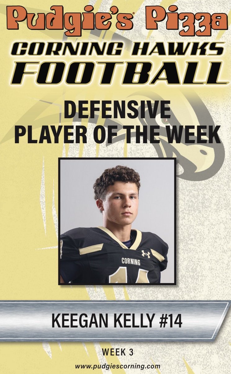 corningfootba11's tweet photo. Corning Pudgies Pizza Players of the Week for Week #3 vs Binghamton. 
Congratulations Jay Richards, Keegan Kelly, Mikey Johnston, Caleb McGee and Drew Crane 💪🏼🙌🏼💛🖤🏈 https://t.co/vPDKZGlpyZ