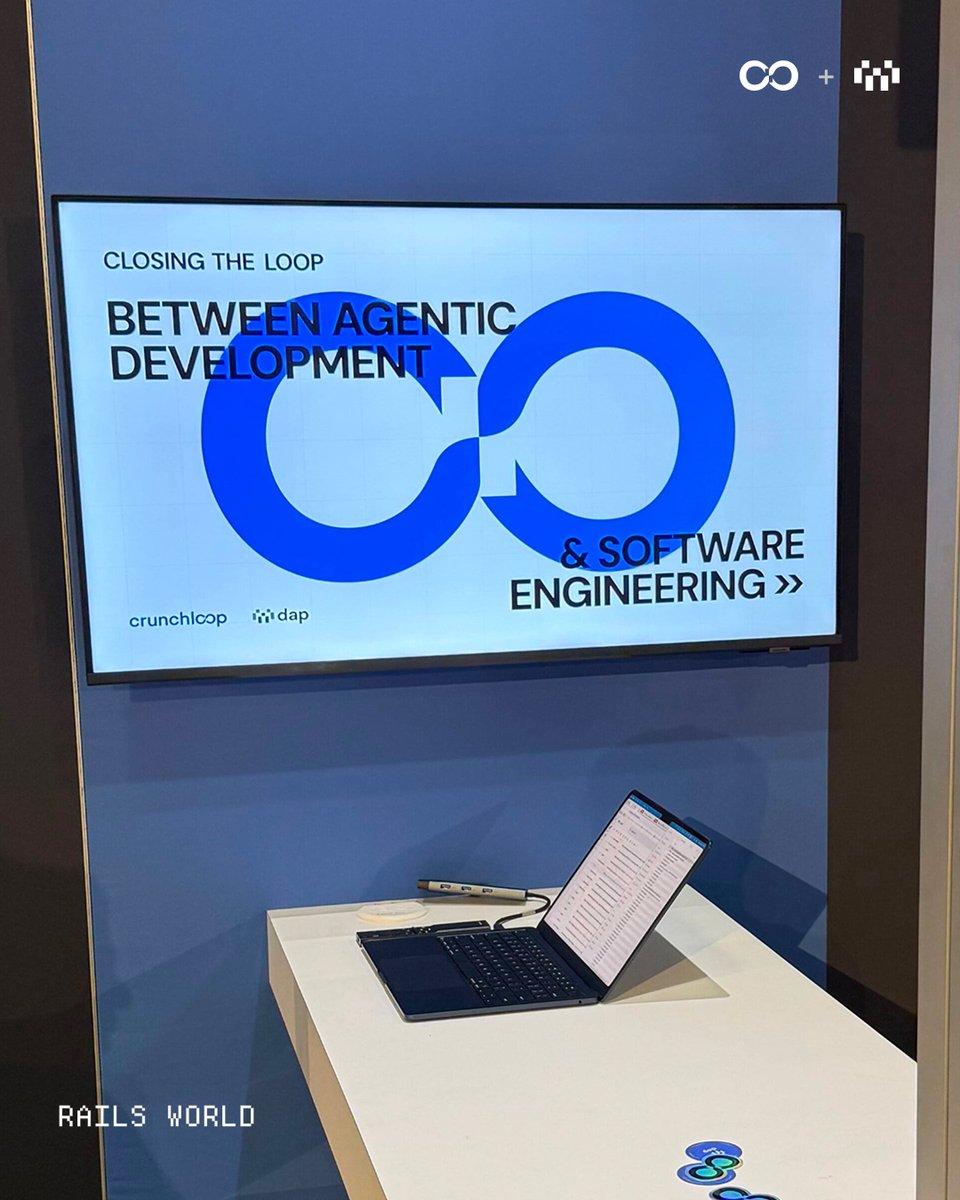crunchloopio's tweet photo. Rails World 2026, done.

Two days at the booth, a lot of good conversations about engineers and agents working in one loop, and one tired team.

Thanks, Austin. More on what we learned soon.

 https://t.co/80rRJOBj4A

#RailsWorld #Dap #Crunchloop #RailsWorld2026 https://t.co/bvnX2Gnrkt