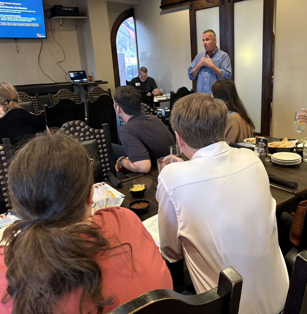 CyFairAFT's tweet photo. It was a great evening of learning and conversation at the North Houston stop of the Texas AFT Listening Tour! 90th Texas Legislative Session, here we come! ✊🍎 https://t.co/Em51WC6pwd