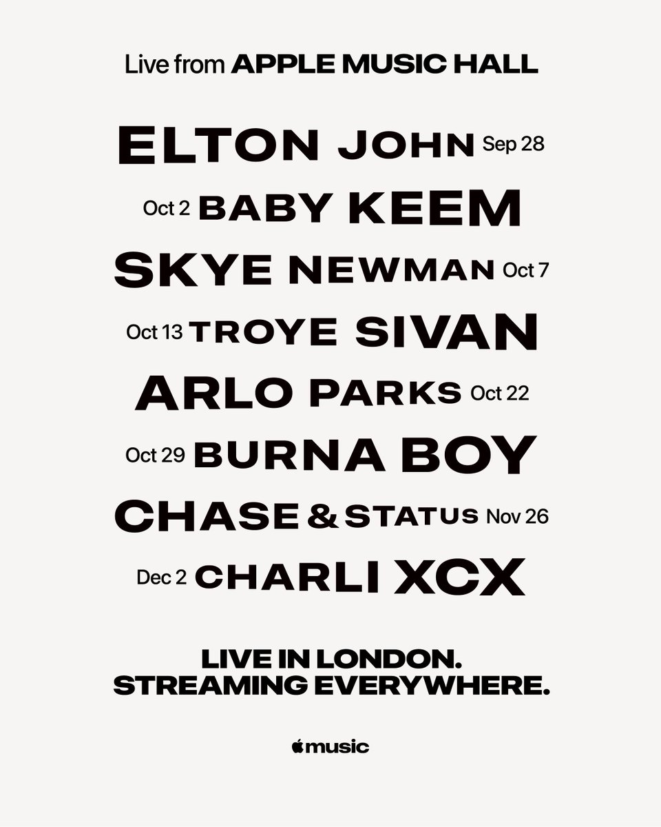 Music's tweet photo. 👀 @applemusichall is bringing a legendary lineup for it's first run of shows https://t.co/b47rr697iU