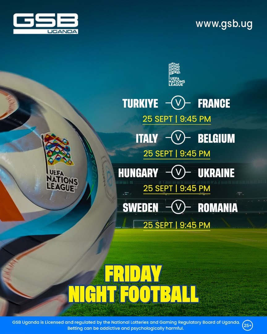 lyn_essie's tweet photo. Friday Night Football!
Will France 🇫🇷 Italy 🇮🇹 Hungary 🇭🇺 and Sweden 🇸🇪 all Win today as UEFA Nations League continue?

Click https://t.co/2x5F6nkFKl to Play Now @GSB_Uganda promo code #Essie #GSBMoments https://t.co/5j2hyxkVMG