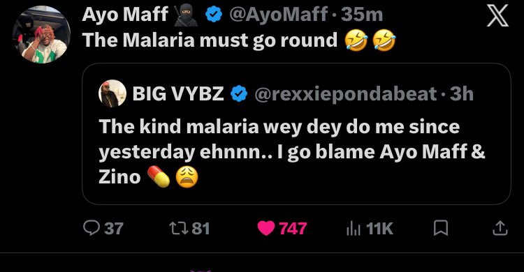 Yuspy200's tweet photo. Since have listen to Malaria song 🎧 i don’t know what happened to me again #AyoMaff https://t.co/MkSHD38J4g
