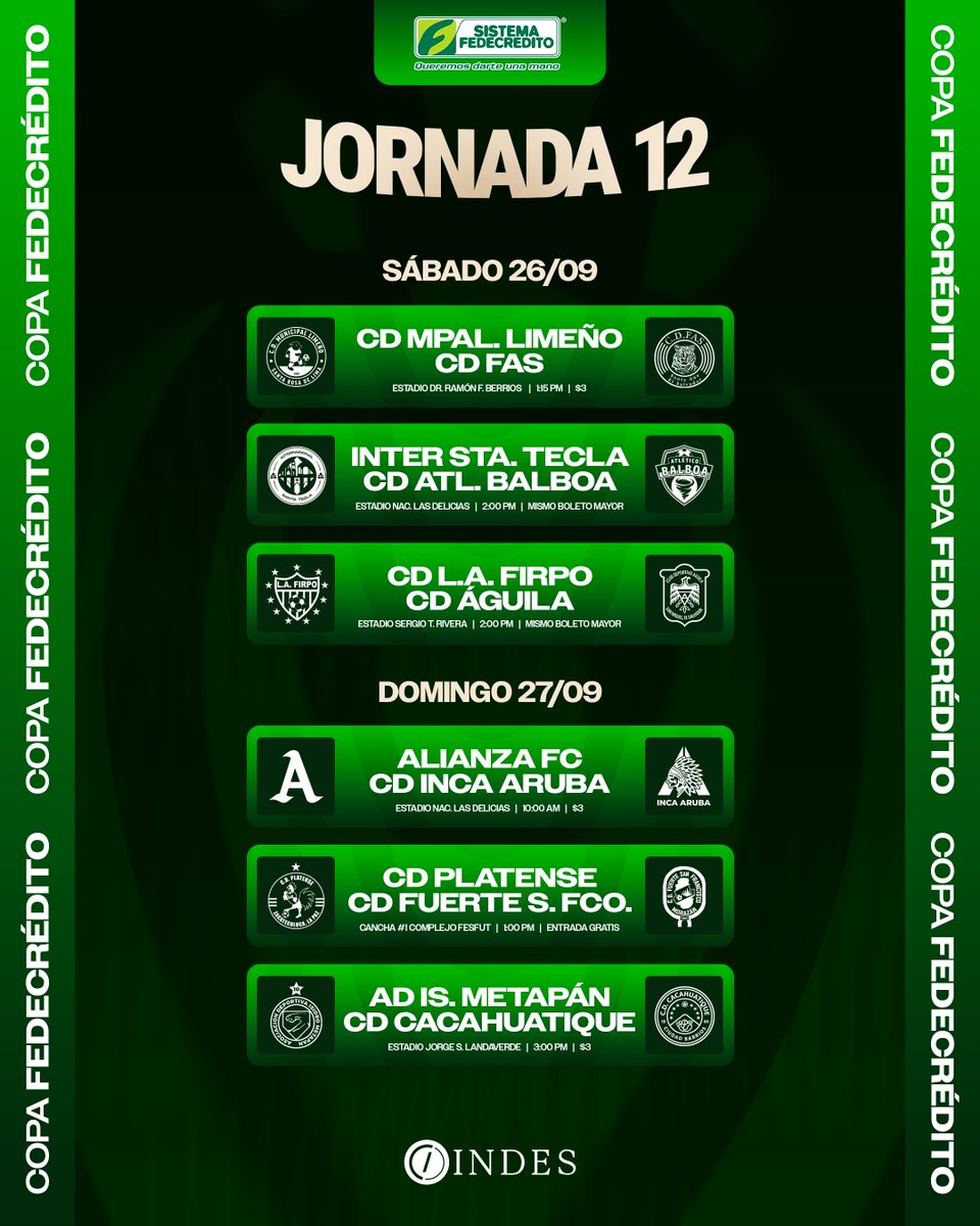 primerafutboles's tweet photo. 𝗖𝗼𝗽𝗮 𝗦𝗜𝗦𝗧𝗘𝗠𝗔 𝗙𝗘𝗗𝗘𝗖𝗥𝗘́𝗗𝗜𝗧𝗢 𝗥𝗲𝘀𝗲𝗿𝘃𝗮𝘀
Horarios para la 𝗝𝗼𝗿𝗻𝗮𝗱𝗮 𝟭𝟮 🏟️🥁
#Reservas #Apertura2026 https://t.co/cp8Ic5IKKh