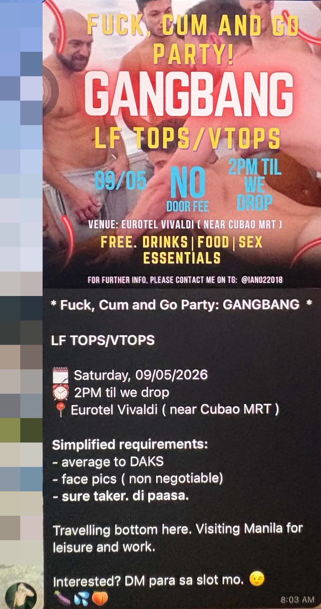 alterJetroo's tweet photo. Beware of this person

1) Has herpes issue encounter way back Cebu
2) Was red flagged at Eurotel Vivaldi Aranete hotel for “orgy” sessions as per Manager and Supervisor
3) Has issues within Cebu and Manila group chats
4) Pretend to be safe
#Cebu #Altercebu #SandiaSpa #ramos https://t.co/bv536LBFJM