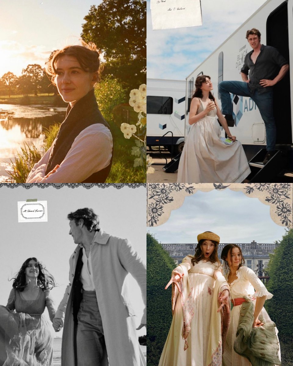 FilmUpdates's tweet photo. Daisy Edgar-Jones, George MacKay, Esmé Creed-Miles, and Bodhi Rae Breathnach on the set of ‘SENSE AND SENSIBILITY.’

Now in theaters in the UK. https://t.co/t8v36j30Fx