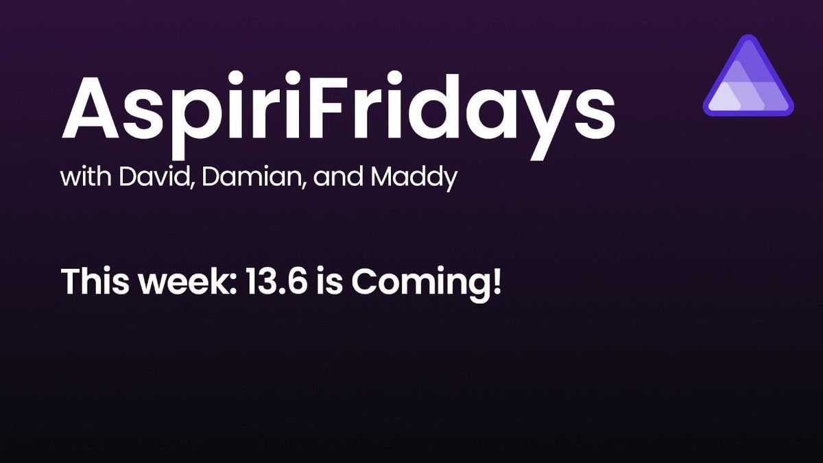 aspiredotdev's tweet photo. Starting in 10 minutes... @maddymontaquila is going to finally try out 13.6 LIVE on #AspiriFridays. Wish us luck!!! https://t.co/t0sHCRpcl3 https://t.co/A7CSGPStja