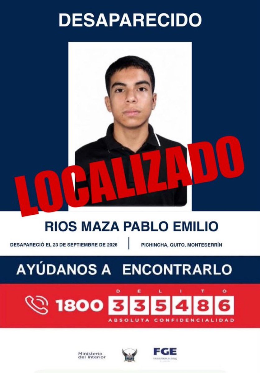 SDQuito_Oficial's tweet photo. Pablo Emilio ya está con su familia 🙏 ¡Gracias por compartir y ayudar! https://t.co/VHXRdVKXGk