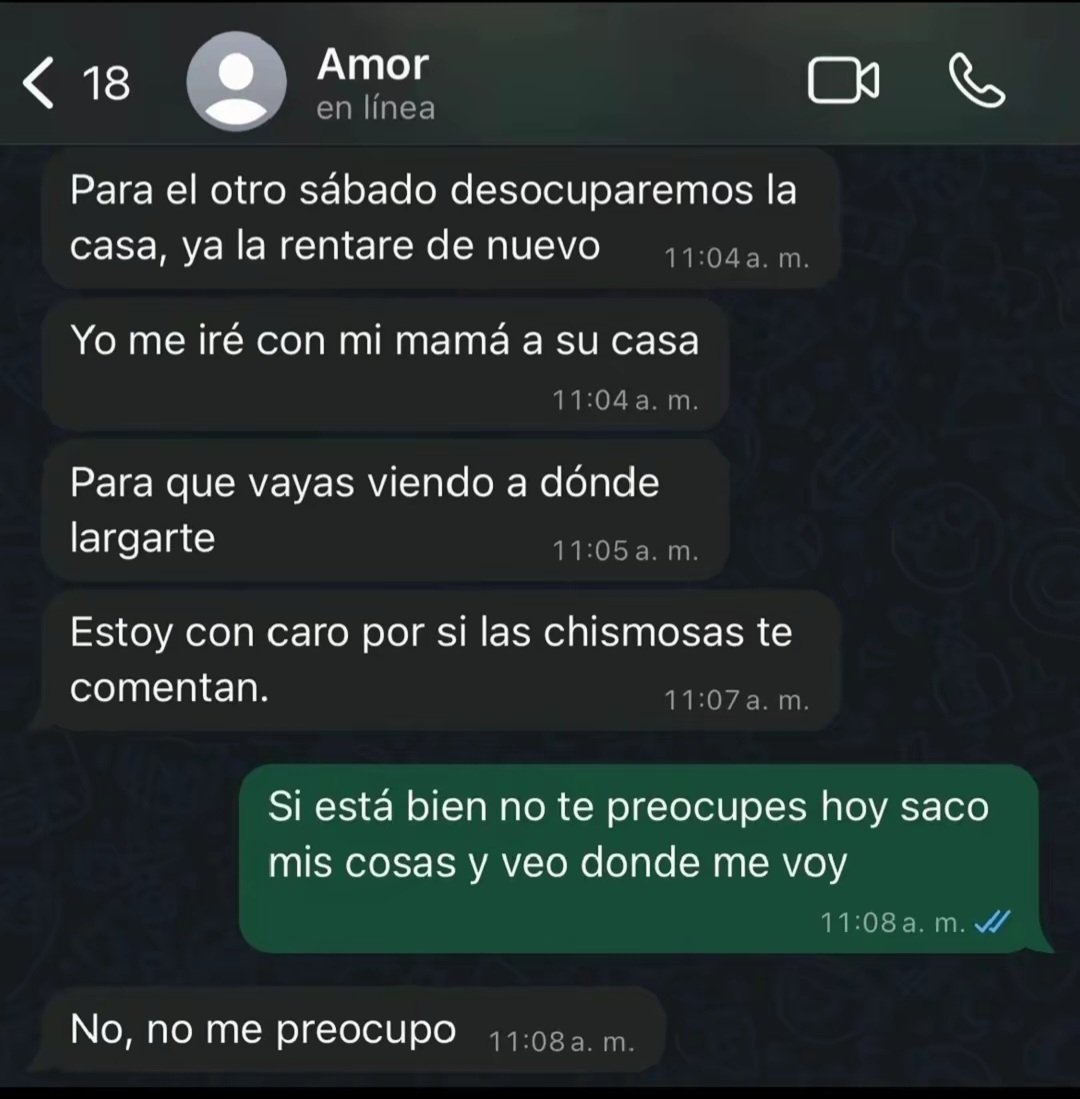 AlejandraM78461's tweet photo. Me acabo de dar cuenta de algo bien feo. 

Te dicen “ya quiero que vivamos juntos mi amor” con la carita de corazones y todo.

Y a los meses te sueltan que van a desocupar la casa, que te busques a dónde ir, que están con otra y que “no se preocupan”.

Así de fácil.
Uno recogiéndose las cosas como pendejo y ellos ni sienten nada.
Qué asco da!!