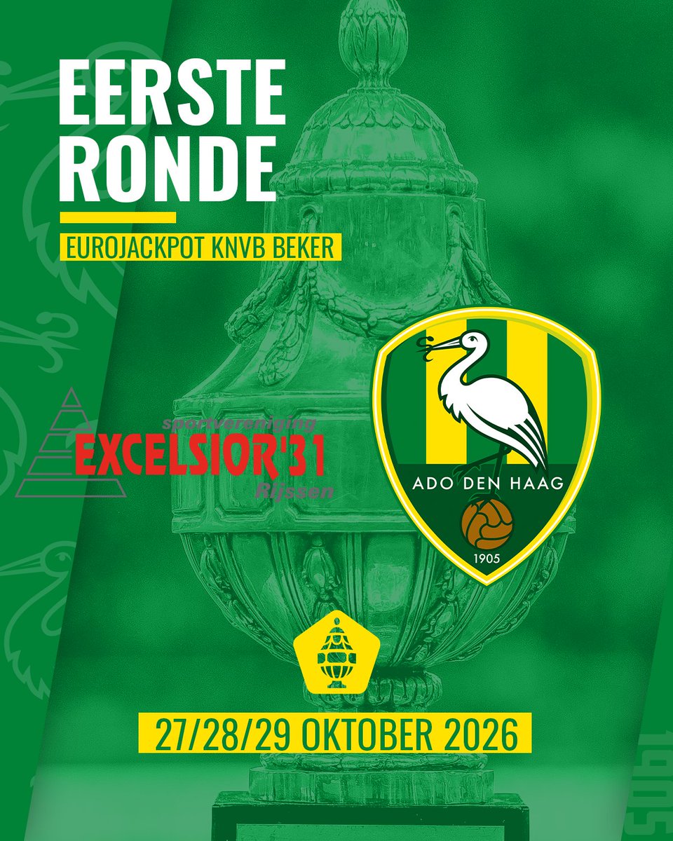 ADODenHaag's tweet photo. π Eerste ronde Eurojackpot KNVB Beker ππ. Excelsior '31
#excADO https://t.co/RyMdtMEaFs