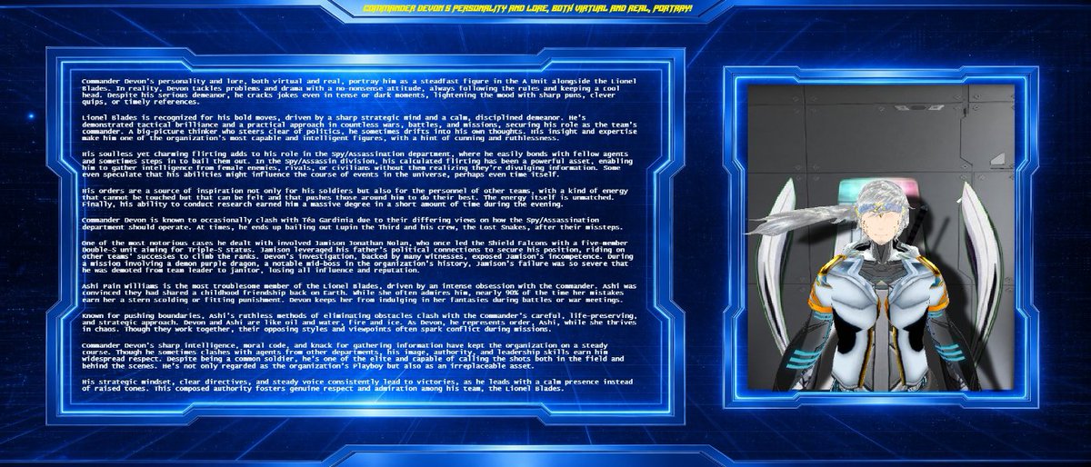 DevonLH_VT_'s tweet photo. Team Commander Devon Kramer. Lionheart, hero lore card, both virtual and real-world. #DLHArt777 #MaleVTuber #HeroVTuber #SFW #CmdrDevonKramer #Hero #Reallife #FinalFantasyOC #Lore #Card #characterdesign #worldbuilding #storytelling