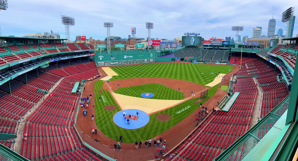 ZachZaidman's tweet photo. Hello from Boston, where the Cubs and Red Sox are scheduled to play a doubleheader. 

Cloudy and 65 degrees at Fenway Park. 

@thescorechicago broadcast time is 11:30 am pm CT. 

Join us!! https://t.co/6hcYvqeWcF