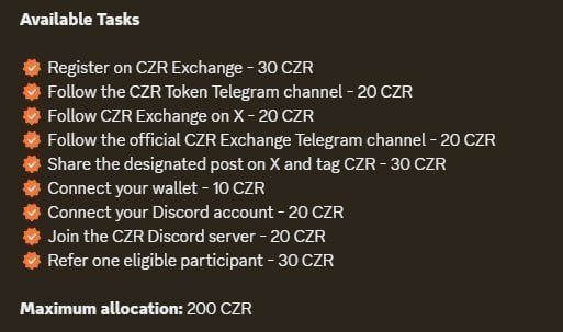 CrypzoidX's tweet photo. 🔥🔥 CZR Exchange Genesis Airdrop 🔥🔥

💰Get 200 $CZR ~ 5$ Per account 🎉For All User

✅ 1. Register Exchange First :- https://t.co/bTl3IOc3go

✅ 2. Complete Task :- https://t.co/MNA110saPc

➡️  Connect X &amp; Telegram 
➡️  Complete All Tasks
➡️  Submit UID from czrex
➡️  Done https://t.co/DnbaeHckhf
