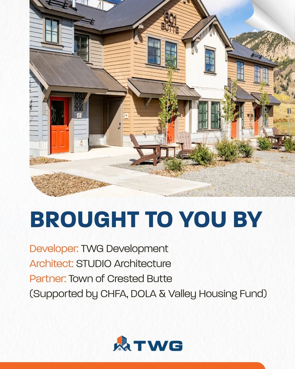 twgdev's tweet photo. TWG Development celebrated the opening of Mineral Point, a 34-unit affordable rental community in Crested Butte, CO. Designed by STUDIO Architecture, it offers all-electric homes with connections to town, transit and trails.  

https://t.co/z5p80i1WaF https://t.co/Tw4hHwOdnY