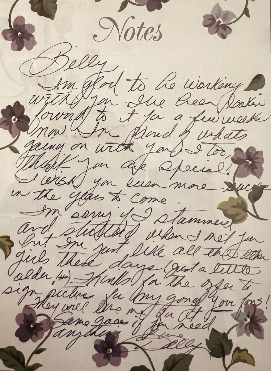 billyraycyrus's tweet photo. Never have I shared this… until now. I’ve posted one of my most prized possessions before: a handwritten letter from Johnny Cash. This one sits right beside it. To me they go together … Brother Cash and Sister Parton. They are the hearts and minds of two of my heroes that both took the time to express their most personal and sincere thoughts to an ole Kentucky Boy.  @DollyParton gave it to me a few weeks after we first met in Chicago in the spring of 1992. “Achy Breaky Heart” was just beginning to take off and Some Gave All hadn’t even been released yet. And soon after I received this letter, we’d go on to sing “Romeo” together with Tanya Tucker, Kathy Mattea and Mary Chapin Carpenter. So many memories and moments with Dolly, from network television specials to Hannah Montana. More than 30 years later, we’d do our last song together, “Christmas Where We Are.”
Today felt like the right day to share it. Shine on, Dolly. ❤️
 #DollyDay #9to5 #dollyparton