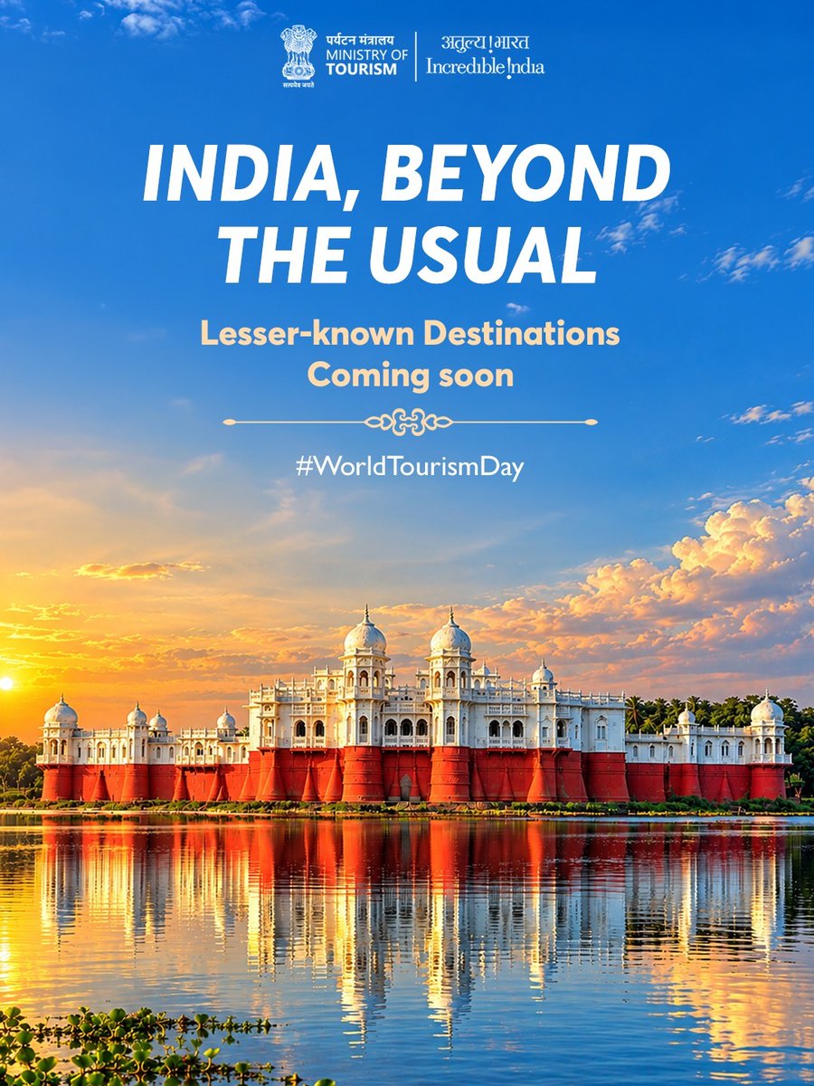 incredibleindia's tweet photo. Your next favourite place in India may be somewhere you have never heard of.

Stay tuned as we take you to a few places waiting to be discovered.

#WorldTourismDay #IncredibleIndia #Travel #Tourism #Trending https://t.co/0BjgubitIs