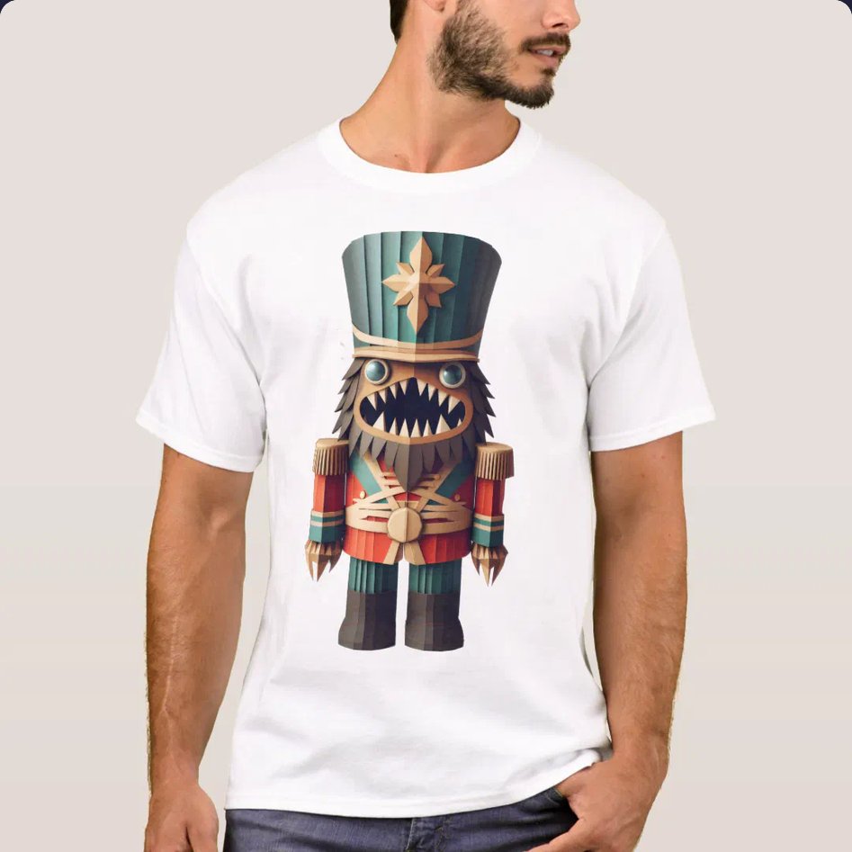 Elizavella1's tweet photo. Monster Nutcracker Soldier creepy Christmas art T-Shirt https://t.co/K8ZRzjP27n via @zazzle https://t.co/yEAeCwA53f