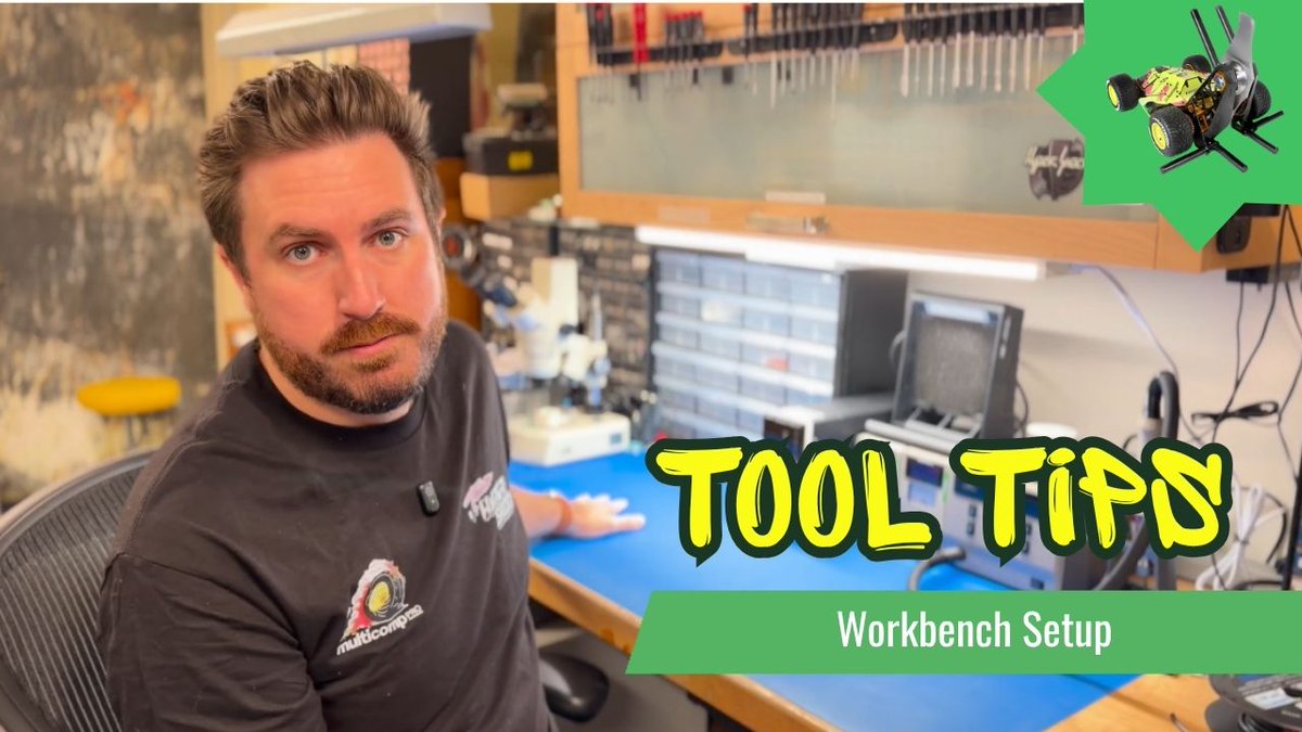 E14Community's tweet photo. #TeamHypershock are back with some more Tool Tips! This time, they talk about the importance of a organized and clear workbench! @HyperShockTV are competing in #BattleBots2026 and are sponsored by #MulticompPro, meaning they have everything their workbench needs to maintain their killer #robot 😀 https://t.co/rkYg2ZTiLC